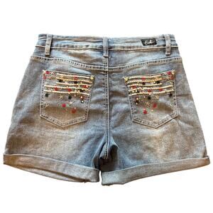 Earl Jeans High-Waisted Roll Shorts with Patriotic Embellishment Pockets 10